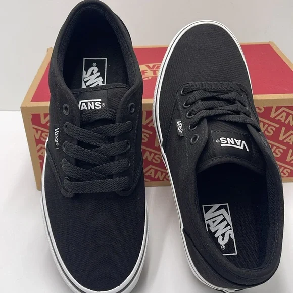 Vans Men’s Canvas Sneakers Classic Low-Top Design Atwood (Canvas) Black/White - Picture 12 of 16